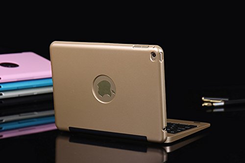 Golden Ultradünne Drahtlose Bluetooth Tastatur Keyboard Case/Hülle für Apple iPad Mini 4, Hart Schale Case Schutzhülle QWERTY Tastatur - 7