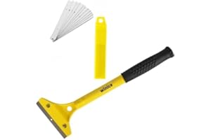 WINICE Heavy Duty Long Handle Scraper Tool – Floor & Wallpaper Removal Tool with 10 Spare Blades – Tile Adhesive Remover, Paint, Vinyl, Carpet Glue Scraper – Professional DIY Tool