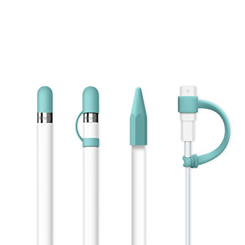 FRTMA [4-Piece] for Apple Pencil Cap/Apple Pencil Tip Cover/Cable Adapter Tether/Apple Pencil Cap Holder for iPad Pro Pencil, Ice Sea Blue