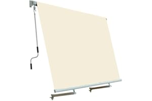 EACOMMERCE Tenda da sole a caduta con Bracci Avvolgibile impermeabile Beige copertura in poliestere 280 gr/mq (Beige, 300x250 cm)