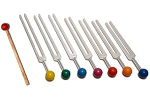 Tuningforkshop 7 Chakra Tuning Fork with Color Balls+Pouch for Sound Healing