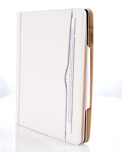 iPad 4 Hülle – JAMMYLIZARD Ledertasche Smart Cover mit Standfunktion (mit Retina) für iPad 4. 3 & 2, WEIß & HONIG - 2