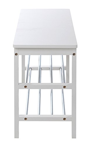 Schuhbank Schuhregal Schuhschrank ULFI 2 | Kiefer massiv | weiß lackiert | 108x47x30 cm - 5