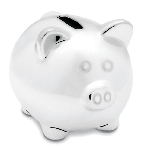 eBuy GB - Silber Keramik Spardose Sparschwein - Ideales Taufgeschenk