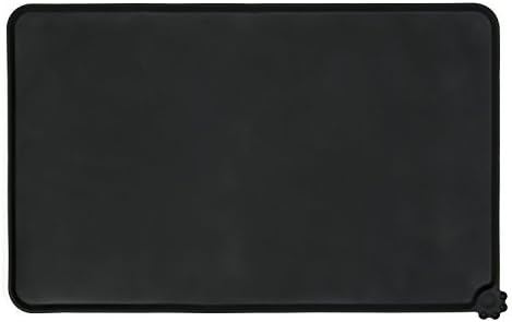 Herngee Pet Food Silicone Mat Waterproof Non-slip Pet Feeding Mat, Pet Bowl Mat, Pet Feeding Tray For Cats and Dogs, Black