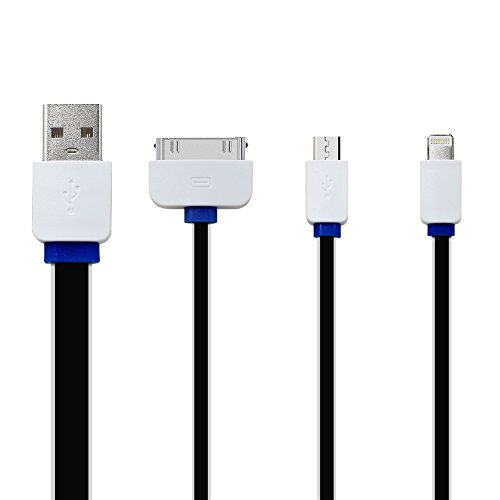 USB Kabel, 3 in 1 Multi Universal USB-Ladekabel anzupassen Kabel für iPhone5 5S 6 6S Plus iPad 4 5 Air Pro Mini 2 3 4, iPhone 4 4S, Samsung, HTC, LG G3 G4, Energien-Bank und anderen Android Phone (schwarz)