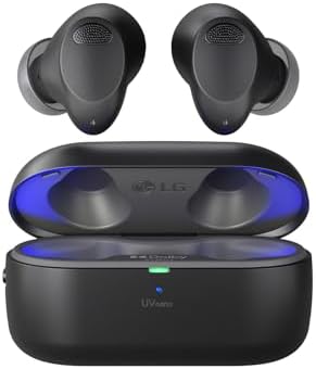 LG Electronics TONE Free T90S Auricolari Bluetooth In-Ear con Dolby Atmos, tecnologia MERIDIAN, cancellazione attiva del rumore (ANC) e igienizzazione UVnano+, Nero, TONE-T90S.AEUSLBK