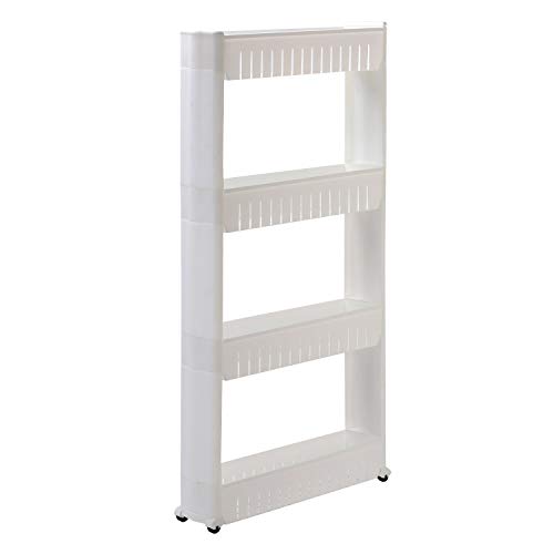 Adoraland Carrello Cucina Salvaspazio Bagno Carrellino Salvaspazio Multiuso con Ruote 4 Ripiani