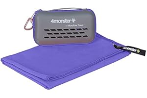 4Monster Serviette de Voyage en Microfibre à séchage Rapide, légère, Ultra Douce, Super absorbante et compacte pour Le Sport, la Plage, Le Yoga, la Natation, la randonnée