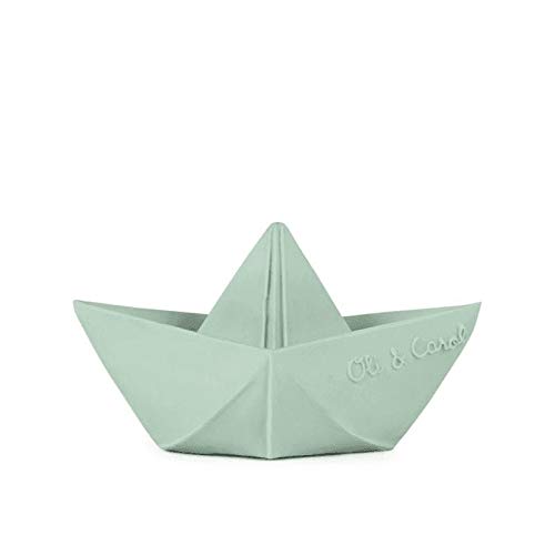 Juguete para el Baño Barco Origami Caucho Natural Color Menta Oli&Carol