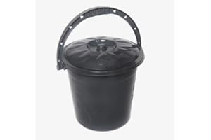 OMS HOME STORE Plastic Bucket with Lid Handle Small Large Storage Bucket Bin Container Measures (10L, Graphite Grey)