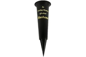 ENDLESS CREATIONS Special Graveside Memorial Grave Spiked Flower Vase In Loving Memory Special Memorial Vase for Graves - Plastic Cemetery Flower Holder with Spike, (1, Husband)