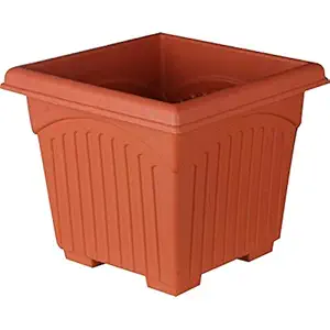 Altino 10 inch Plastic Square Planter- Brown Pack of 5