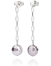 Misaki Misaki Earrings VEGA - Pendientes de mujer de plata de ley con perla sintética, 4 cm