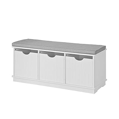 SoBuy® FSR30-W Banc de Rangement avec 3 cubes et coussin rembourré Meuble d'Entrée Commode à Chaussure Banquette confortable