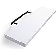 Homme Concept – 40cm High Gloss Floating Shelves, White Wall Shelf with Invisible bracket, Display Shelves for Books, Photos, Ideal Home Decor Accessories for Bedroom, Living Room, Office, Kitchen.