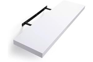 Homme Concept – 40cm High Gloss Floating Shelves, White Wall Shelf with Invisible bracket, Display Shelves for Books, Photos, Ideal Home Decor Accessories for Bedroom, Living Room, Office, Kitchen.