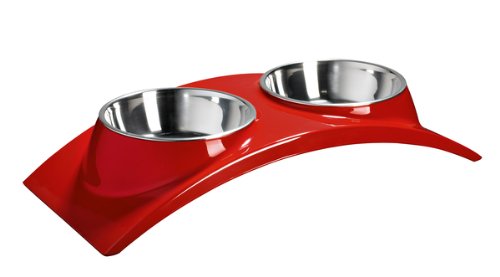 Elegance-Designer-Dog-Food-Water-Feeding-Bowl-Double-diner-red