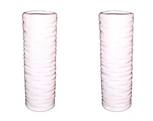 AARIHANTS The Value Store AVS Glossy Long Spiral Pattern Classic Ceramic Flower Vase Pot Planter (White, 7x2 Inches) -Pair of 2