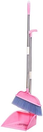 Broom and dustpan set stainless steel cleaning tool soft broom,Pink