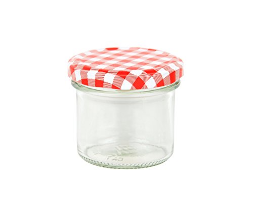 20er Set Sturzgläser 125 ml mit rot weiß kariertem Deckel To 66 inkl. Diamant Gelierzauber Rezeptheft Marmeladengläser Einmachgläser Einweckgläser - 2