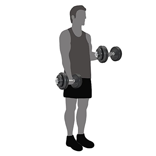 FOURSCOM® Gummi Kurzhantel Set 20Kg/ 30Kg Hantelscheibe aus Gusseisen mit Gummibeschichtung und Kurzhantelstangen, verchromt, gerändelt mit Sternverschlüssen - 5