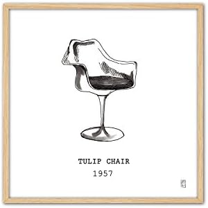 cuadriman Design Table Tulip Chair, Wood, black and white, 62 x 62 cm
