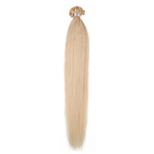 Beauty7 50 Strands Pre Bonded Nail U Tip 100 % Remy Human Straight Hair Extensions 24# Natural Blonde Hair color 25g/pack 18inches(46cm)