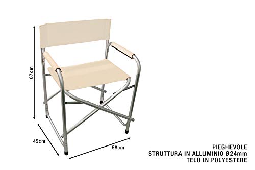 Abm Idea Silla Regista Plegable Con Marco De Aluminio 58 X 45 X 67 Cm Color Crudo