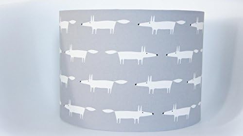 Lampshade in Harlequin Scion Little Mr Fox fabric in Grey and white, handmade drum lampshade