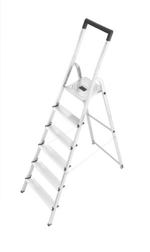 Preisvergleich Produktbild Hailo 8946-001 Alu-Sicherheits-Haushaltsleiter L40-6 Stufen mit SicherheitsBügel