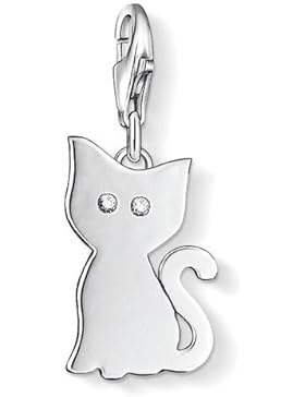 Thomas Sabo Damen-Charm-Anhänger Katze Charm Club 925 Sterling Silber Zirkonia weiß 1014-051-14