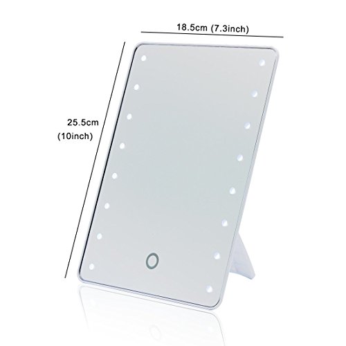 MILKIRAY 16 LED 180° Kosmetikspiegel Beleuchtung durch Dimmbar Touch Schalter Make up Spiegel Tischspiegel Standspiegel (Weiß) - 2
