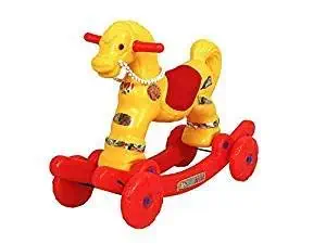 BlackFumes 2 in 1 Baby Horse Rider for Kids 1-5 Years Birthday Gift for Kids/Boys/Girls (Color May Very) (Yellow & Red)Plastic,Pack of 1