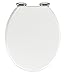 Produktbild WENKO 22978100 WC-Sitz Holz, Toiletten-Sitz mit Absenkautomatik, rostfreie Fix-Clip Hygiene Zinkdruckgussbefestigung, MDF, 35,5 x 42,5 cm, weiß