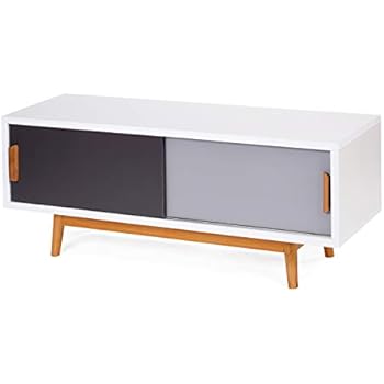 ts-ideen Sideboard Kommode Lowboard TV-Bank Weiss Grau Dunkelgrau 120 x