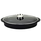 ROSSETTO Plat Ovale de 42cm avec Couvercle Verre, Revêtement Céramique, Fonte d'Aluminium Tous Feux Dont Induction (Bleu Métal)
