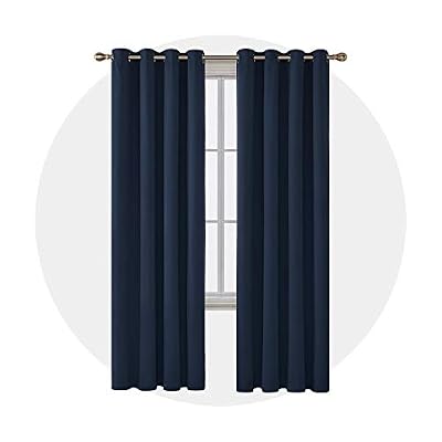 Deconovo Lot de 2 Rideaux Occultants à Oeillets Epais Rideau Dressing Isolant Thermique 140x270cm Bleu Marine