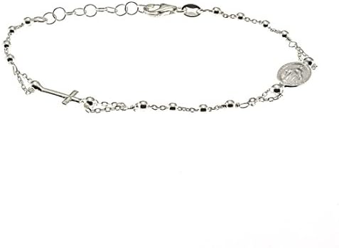 Bracelet Sterling silver 925 rosary with cross and medal of our Lady religious woman BR124