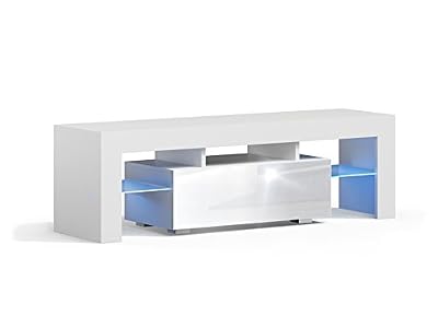 DUSINE.FR Meuble TV SPIDER Blanc laqué et BLANC mat 130 cm