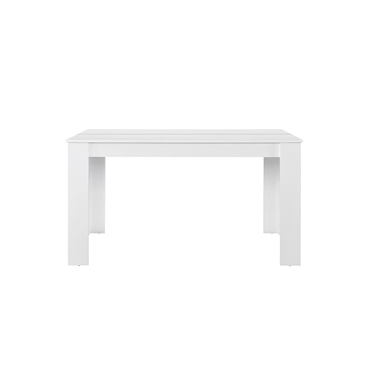 [en.casa] Esstisch weiß matt mit 6 Stühlen hellgrau Kunstleder