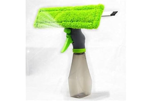 D-Dayons 3 in 1 Plastic Easy Glass Spray Wiper and Liquid Bottle Type Microfiber Easy Glass Cleaning Brush and Wiper for Car Window Mirror Tiles Floor Stove with Spray Cleaning Cloth