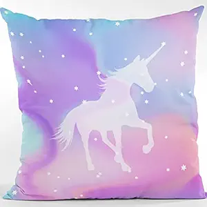 Hopcara Birthday Gifts 12 x 12 Unicorns Printed Velvet Cushion (with Filler) Throw Pillow Sofa