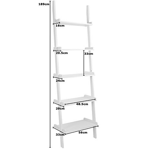 Hartleys – Leiterregal mit 5 Böden – weiß - 4