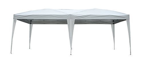 Outsunny Carpa Cenador para Exterior 6x3m Plegable en Acordeón Gazebo Pabellón para Jardín Camping Fiesta Tienda Eventos Boda con Pegatinas Impermeables + 1 Bolsa Transporte Acero Color Blanco