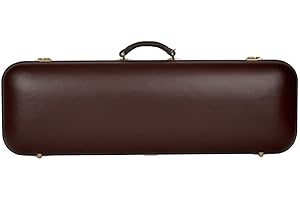 Estuche de violín GEWA Jaeger Prestige, Estuche de piel de lujo para violín, Made in Germany, exterior de piel de vaca burdeos, interior gris plata