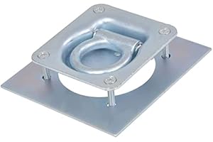 SIAMED Lot de 4 œillets d'arrimage avec contre-plaques et vis, traction 800 daN, accessoires de remorque, œillets pour voiture, remorque, plaque de fond