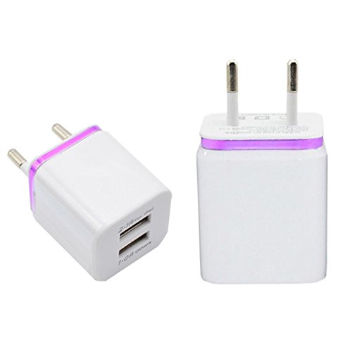 Ularma 2-Port USB Ladegerät 5V 2.1A /1 A USB Ladestecker Power Charger Adapter für Smartphone/Tablet (lila) - 3