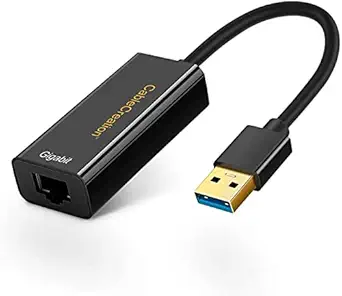 CableCreation USB 3.0 Network Adapter, Gold Plated USB to RJ45 Gigabit Ethernet Adapter Supporting 10/100/1000 Mbps Ethernet, No Driver Required, Black