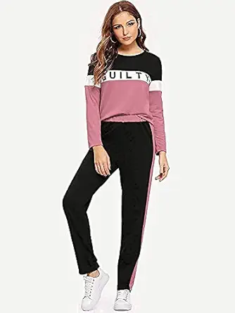 NAXUE girls & women zipper track suit for winter stylish woolen top sports, gym,wear casual latest design,cotton top leggings pants outfit set (S, PINK)